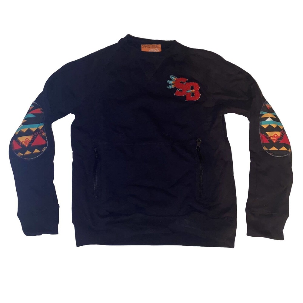 Slowbucks Sweater Men Size Medium Long Sleeve‎ Elbow Patch Sweatshirt